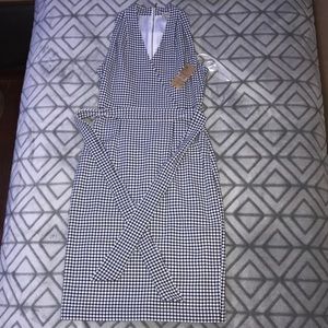 sleeveless navy blue (almost black) and white.